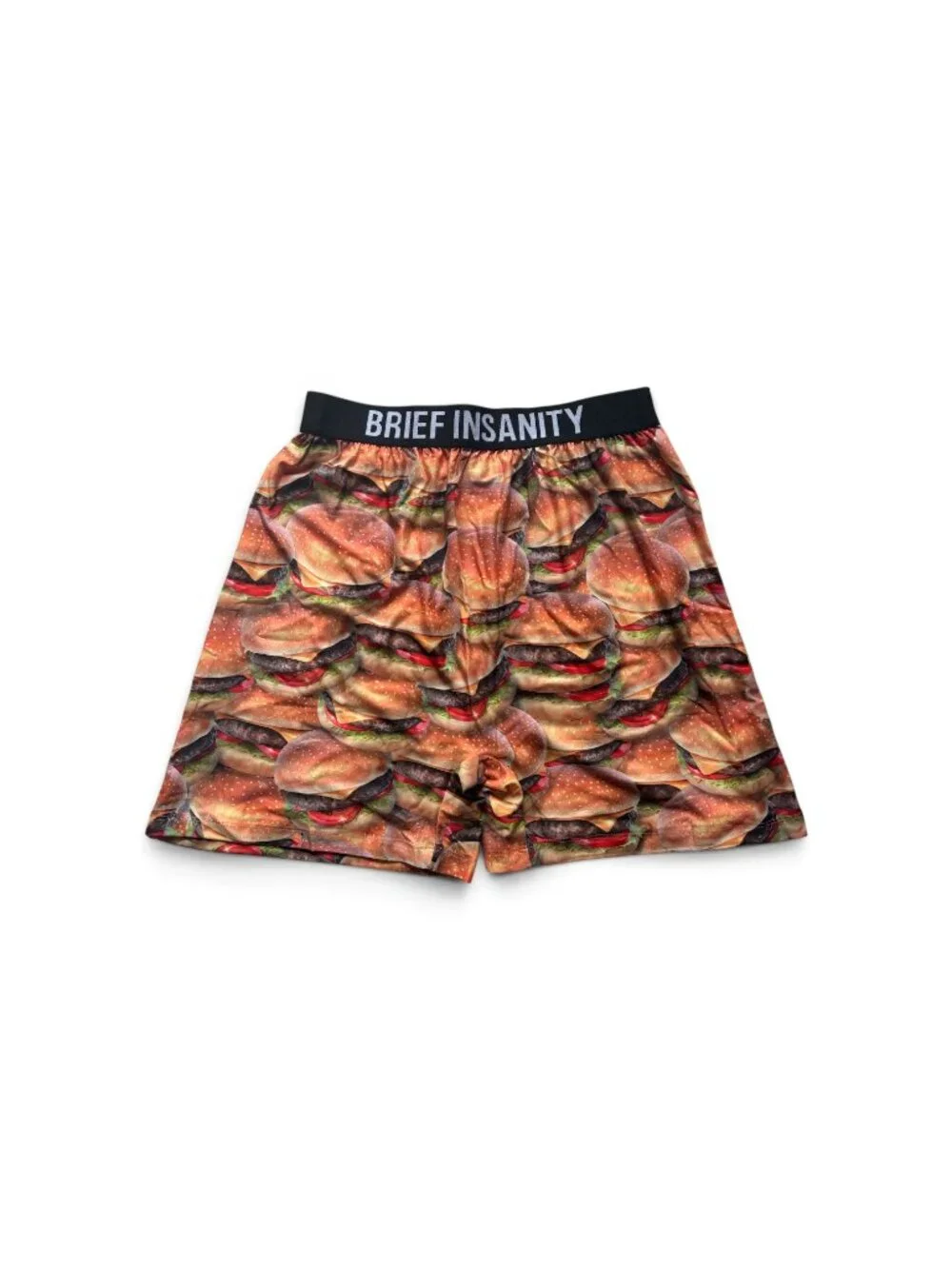 Brief Insanity Mens Burgers Beef & Buns Funny Novelty Underwear Boxer Shorts S